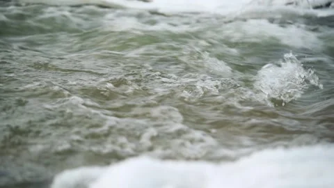 Winter river surface with snow crystals and ice floating on water - closeup.. Stock Footage 304555567