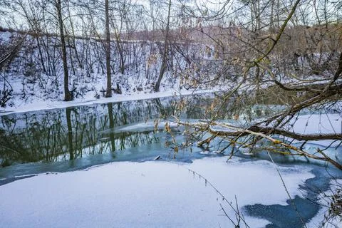 Winter river in the wild Stock Photos