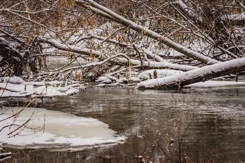 Winter river in the wild Stock Photos