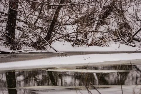 Winter river in the wild Stock Photos