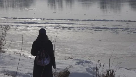 Winter riverbank Stock Footage 149217898