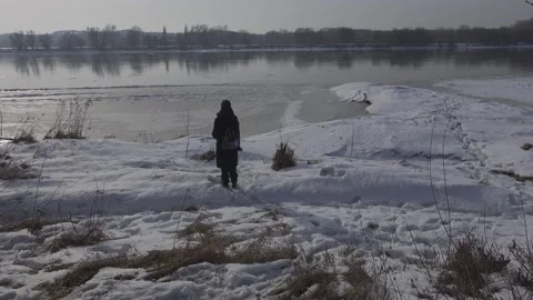 Winter riverbank Stock Footage 149218190