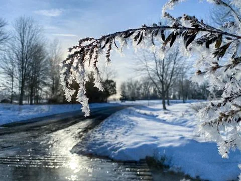 Winter riverside scenery Stock Photos