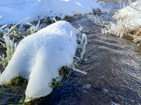 Winter riverside scenery Stock Photos