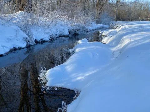 Winter riverside scenery Stock Photos