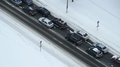Winter road from above time lapse Stock Footage 149322779
