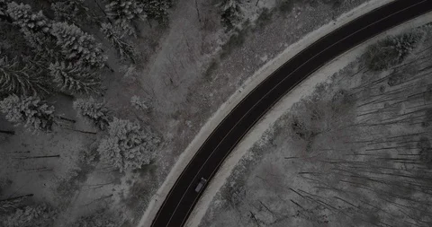 Winter road aerial Stock Footage 95277873