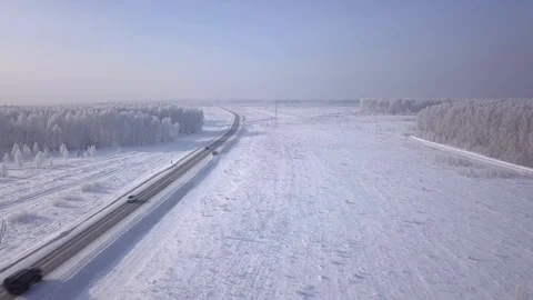 Winter road. Aerial shot. Stock Footage 99831978