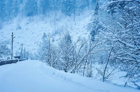 Winter road after the snowfall Stock-Fotos