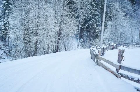 Winter road after the snowfall 写真素材