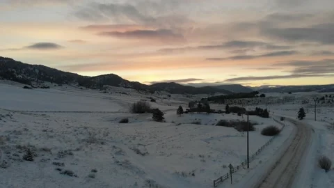 Winter road and sunset Stock Footage 166493970