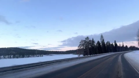 Winter road with beautiful views of the forest area Stock Footage 317628562