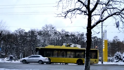 Winter Road Cars Stock Footage 83088043