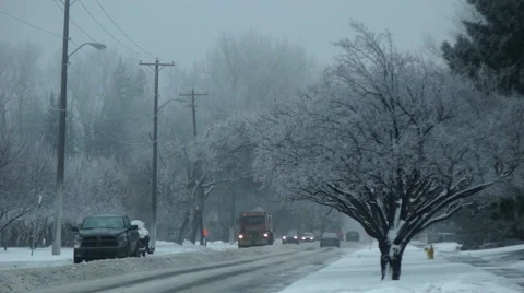Winter Road Clearing Stock Footage 43350857