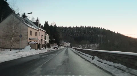 Winter road in the Czech Republic Stock Footage 68797069