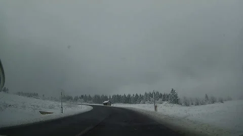 Winter road in the Czech Republic Stock Footage 68801850