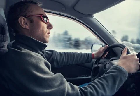 Winter road  driver Stock Photos