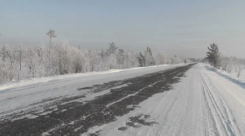 Winter road Stock Footage 28643198