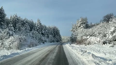 Winter road Video stock 236822606