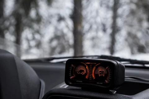 Winter off road in forest Stock Photos