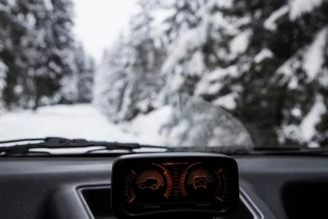 Winter off road in forest Stock Photos