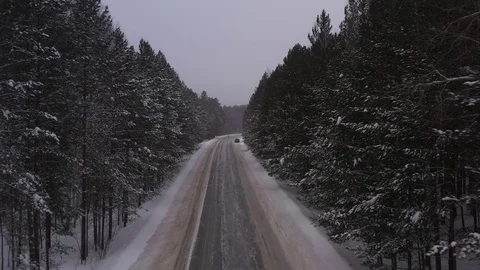 Winter road in forest in Russia Stock Footage 101661705