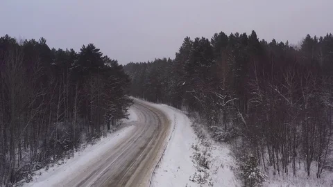 Winter road in forest in Russia Stock Footage 101662011