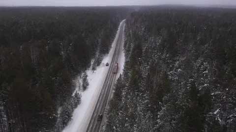 Winter road in forest in Russia Stock Footage 101662341