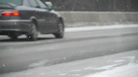 Winter road in heavy snow Stock Footage