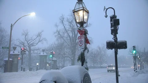 Winter road in heavy snow Stock Footage 112169962