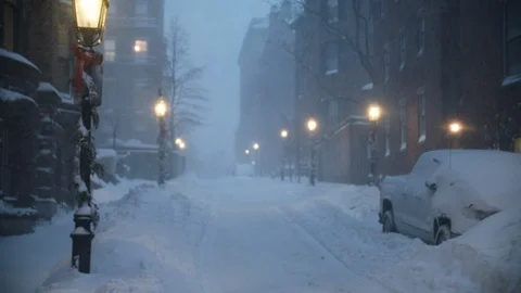 Winter road in heavy snow Stock Footage 112174843