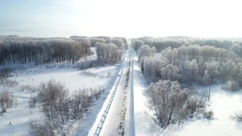 Winter Road Landscape. Видео 117288908