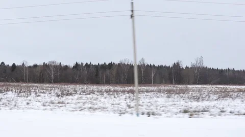 Winter road in motion with a stop in the frame Video stock 127360997