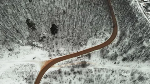 Winter road in the mountain forest Stock Footage 300278182