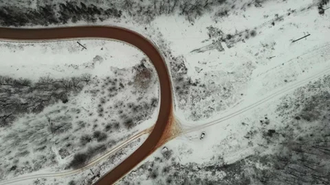 Winter road in the mountain forest Stock Footage 300278191