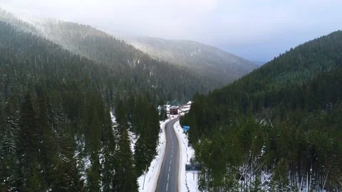 Winter road in the mountains. Stock Footage 202316537