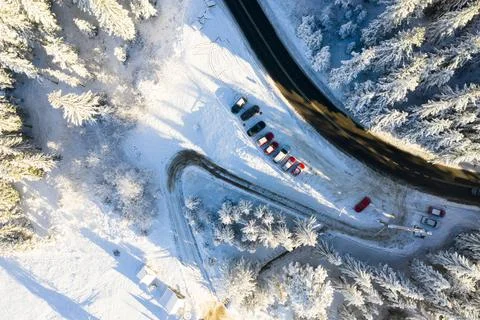 Winter road in mountains Stock Photos
