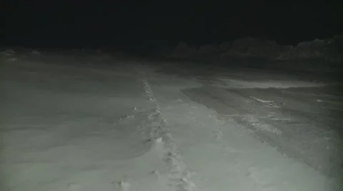 Winter road in the night, strong wind Stock Footage 20466478