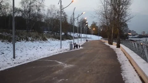 Winter road in the park Stock Footage 69199447