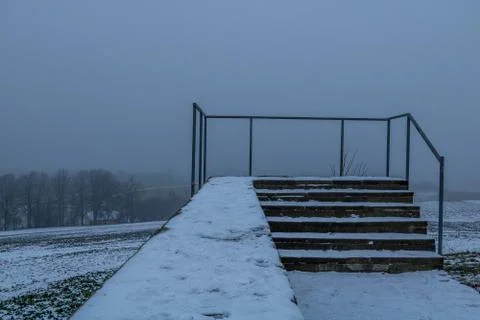Winter road path fully covered by fresh snow Stock-Fotos