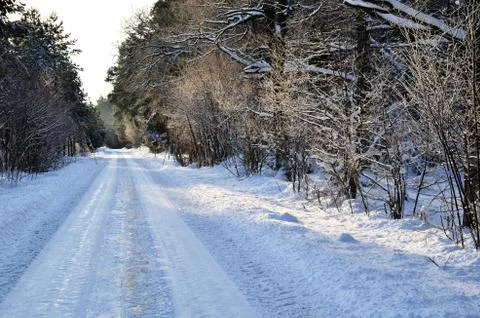 Winter road Stock Photos