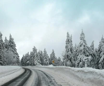 Winter road Stock Photos