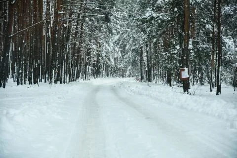 Winter road Stockfoto's