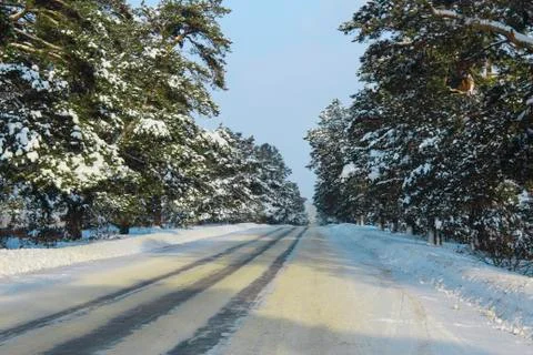 Winter road Stock Photos