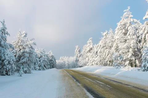 Winter road Stock Photos