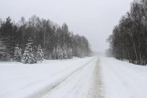 Winter road Stock Photos