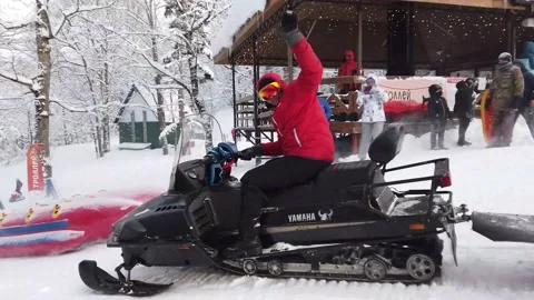Winter road quad bike Stock Footage 149186956