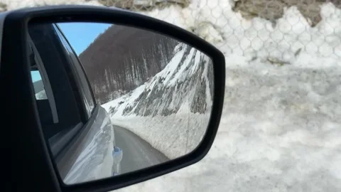 Winter Road Reflection Adventure Stock Footage 305273792