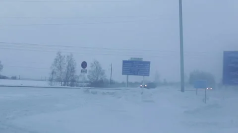 Winter road, the reflection of the sun Stock Footage 65179732