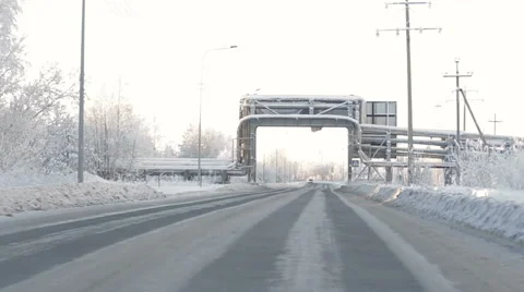 Winter road, the reflection of the sun Stock Footage 65410062